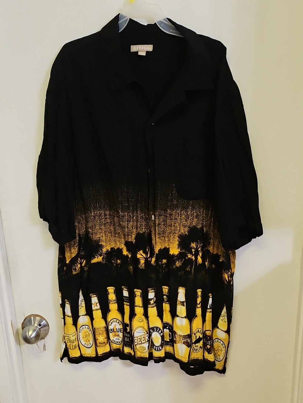 George Black and Yellow Palm & Beer Print Shirt